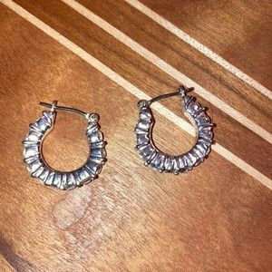 Women’s Silver Rhinestone Hoop Earrings